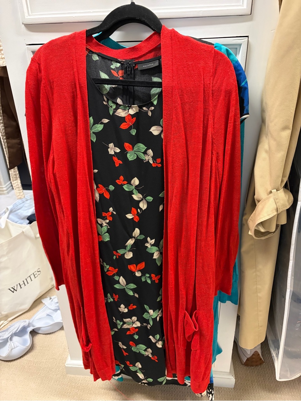 Sleeveless dress Red with Open-Front Women's Cardigan Sweater - Unbranded